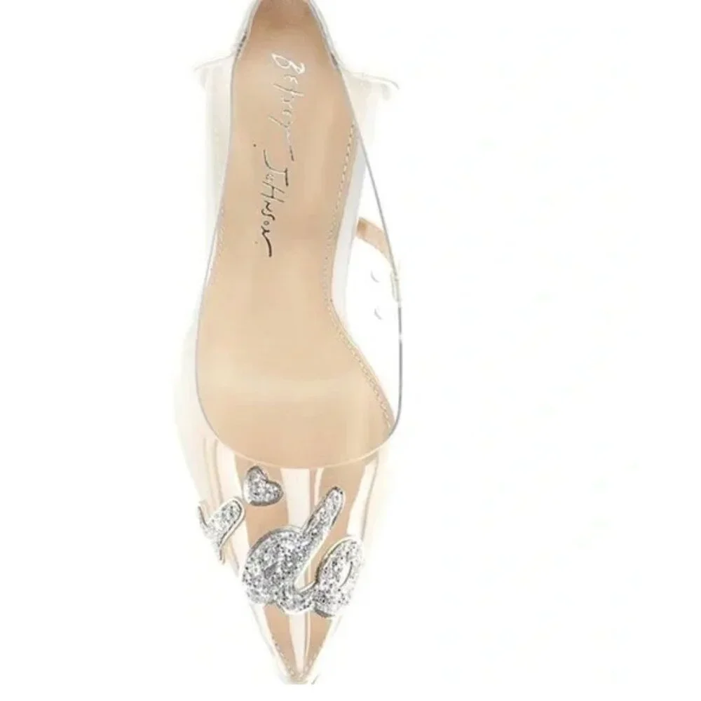 Betsey Johnson Clear and Silver Embellished Pumps - Picture 3 of 8